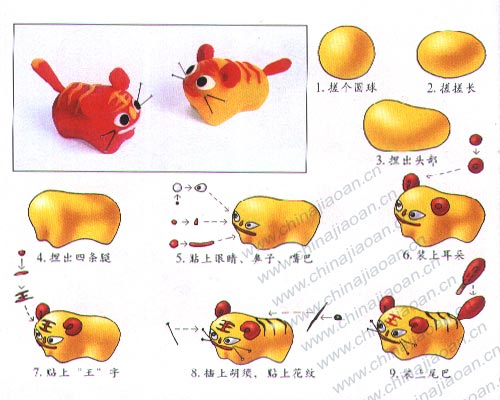 幼儿手工橡皮泥作品:布老虎