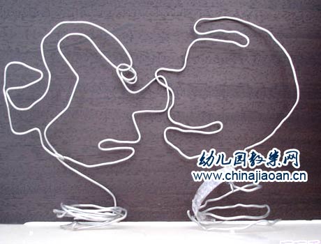 幼儿手工废旧利用:电线男人和女人-幼儿园教案网