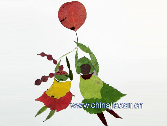 树叶贴画图片 树叶贴画 树叶贴画作品图片大全 树叶粘贴画图片大全