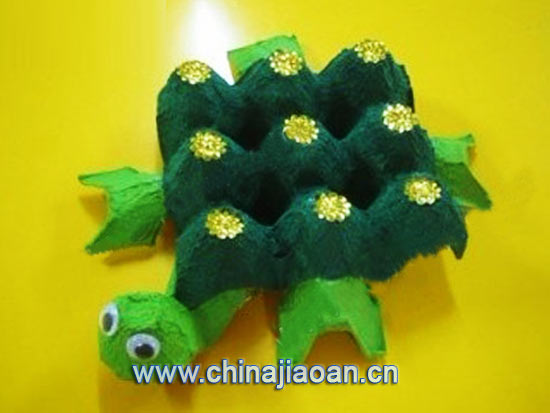 废旧物品手工制作:蛋托乌龟-幼儿园教案网