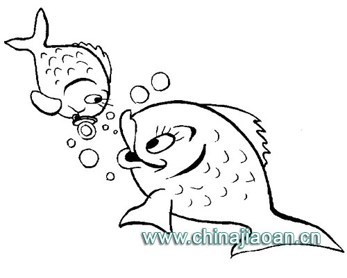 鱼类简笔画:快乐的小鱼1-幼儿园简笔画