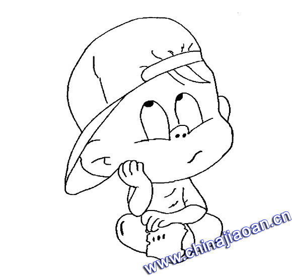 小孩思考的简笔画