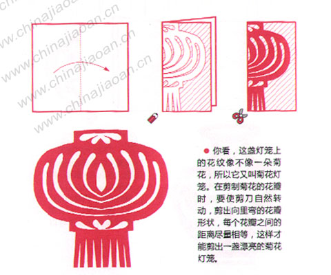 幼儿手工剪纸:菊花灯笼