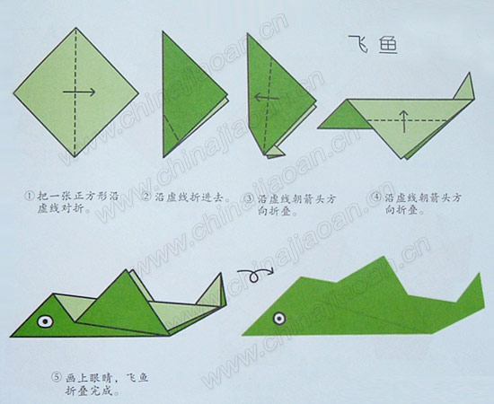 幼儿折纸:飞鱼—幼儿园折纸教案