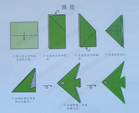 儿童折纸教程:燕鱼