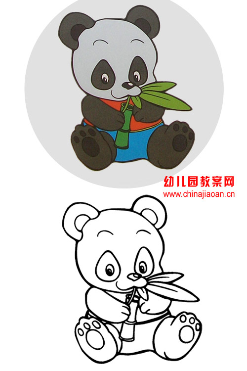 可打印涂色卡--可爱的小熊猫