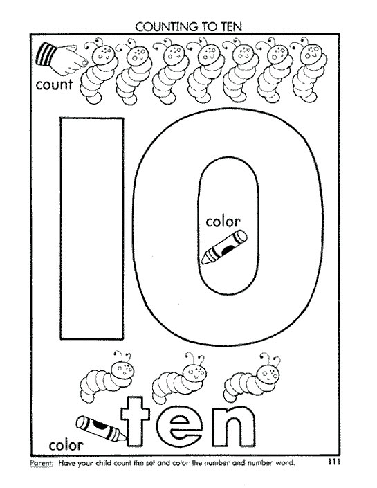 认识数字涂色卡10英语-幼儿园图片-幼儿园教